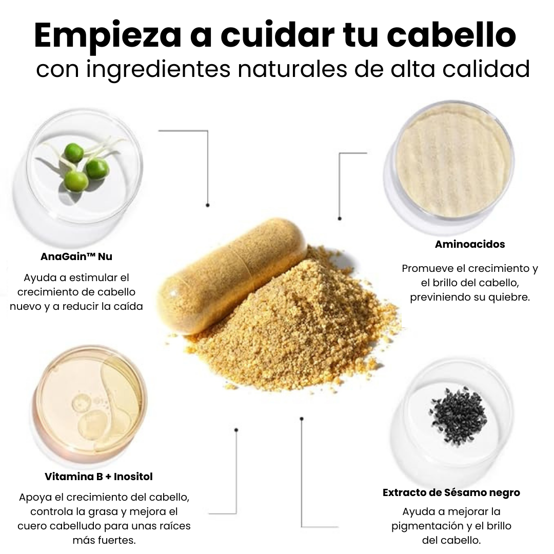 Suplemento en capsulas X60 unidades para el crecimiento y fortalecimiento del cabello - Resultados a partir del segundo mes - Solo por hoy con 50% de descuento