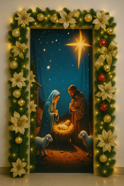 Fundas Navideñas ultra HD Para Puerta 2M X 1M Transforma tu puerta en segundos y dale a tu hogar el espíritu navideño que se merece 🎁 Últimos días con precio de lanzamiento