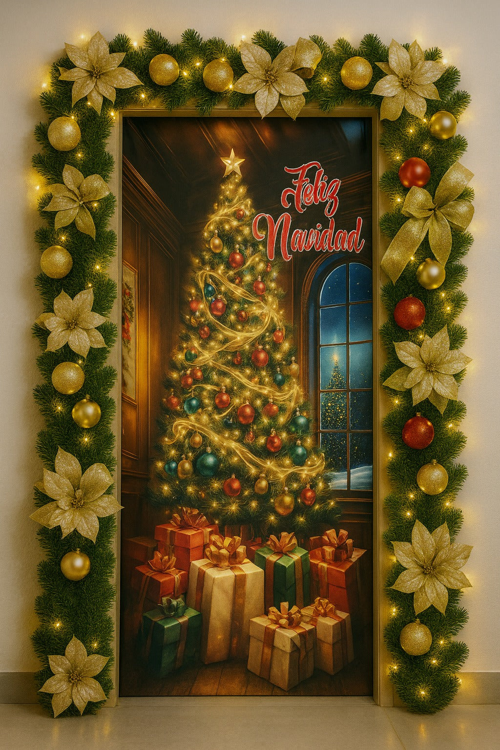 Fundas Navideñas ultra HD Para Puerta 2M X 1M Transforma tu puerta en segundos y dale a tu hogar el espíritu navideño que se merece 🎁 Últimos días con precio de lanzamiento