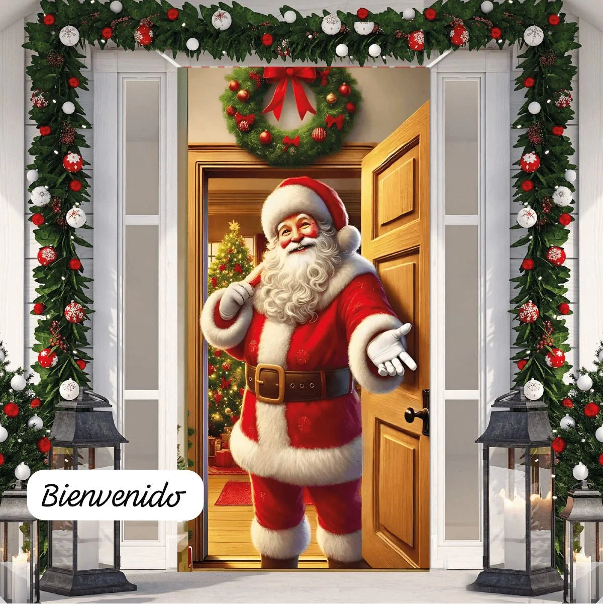Fundas Navideñas ultra HD Para Puerta 2M X 1M Transforma tu puerta en segundos y dale a tu hogar el espíritu navideño que se merece 🎁 Últimos días con precio de lanzamiento