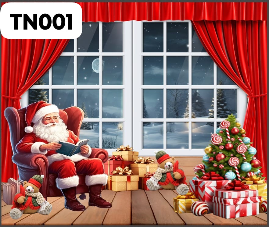 Telón Navideño para pared 2.5M de ancho x 2.1 M de alto para un escenario perfecto para fotos familiares