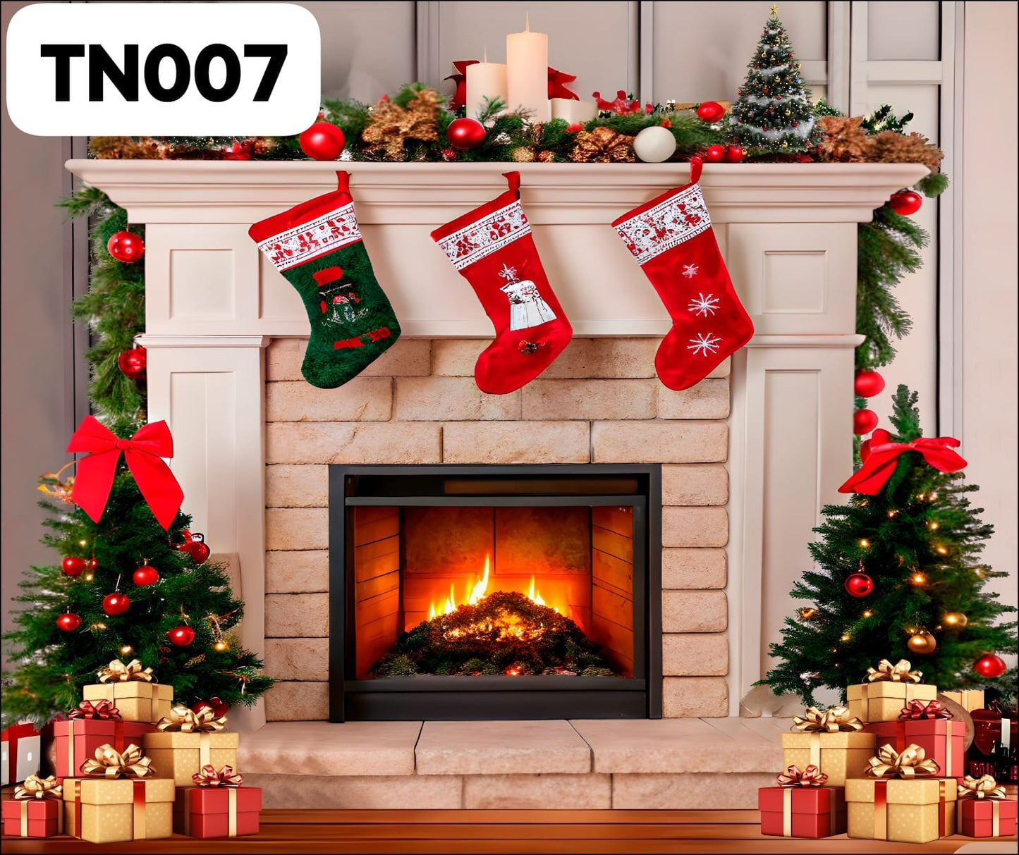 Telón Navideño para pared 2.5M de ancho x 2.1 M de alto para un escenario perfecto para fotos familiares