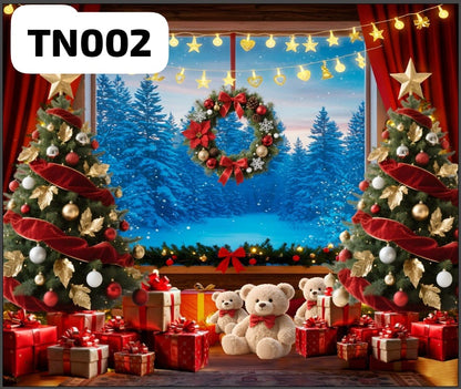 Telón Navideño para pared 2.5M de ancho x 2.1 M de alto para un escenario perfecto para fotos familiares