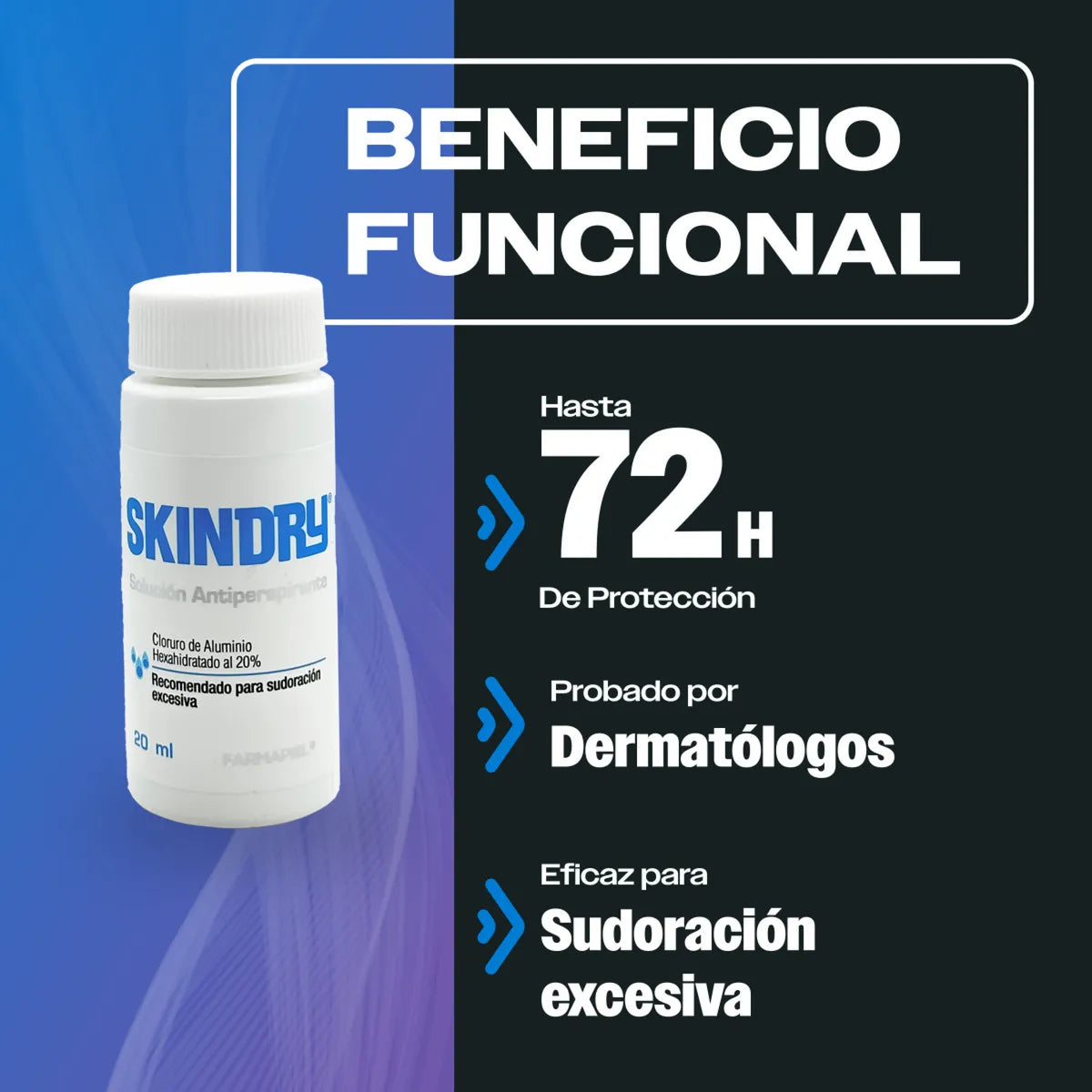 Skindry™ Solución Antitranspirante 120ml para sudoración excesiva en manos, axilas y pies 🎁 50% DCTO