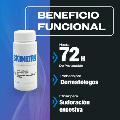 Skindry™ Solución Antitranspirante 120ml para sudoración excesiva en manos, axilas y pies 🎁 50% DCTO
