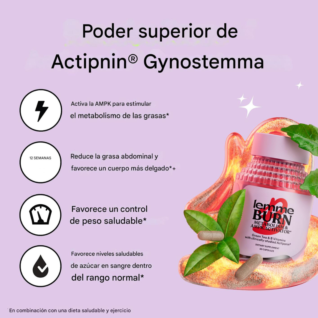Lemme Burn X 60 unidades - Quemador de grasa y activador AMPK para activar el metabolismo, reducir grasa abdominal y lucir un cuerpo más delgado