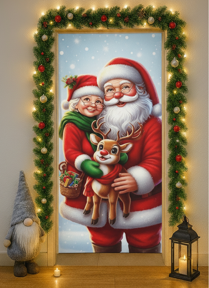 Fundas Navideñas ultra HD Para Puerta 2M X 1M Transforma tu puerta en segundos y dale a tu hogar el espíritu navideño que se merece 🎁 Últimos días con precio de lanzamiento