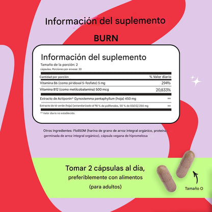 Lemme Burn X 60 unidades - Quemador de grasa y activador AMPK para activar el metabolismo, reducir grasa abdominal y lucir un cuerpo más delgado